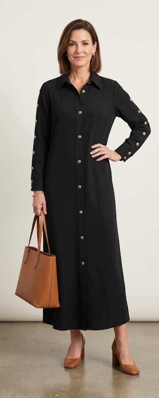 Tuckernuck Button Front Maxi Shirt Dress XL Black New